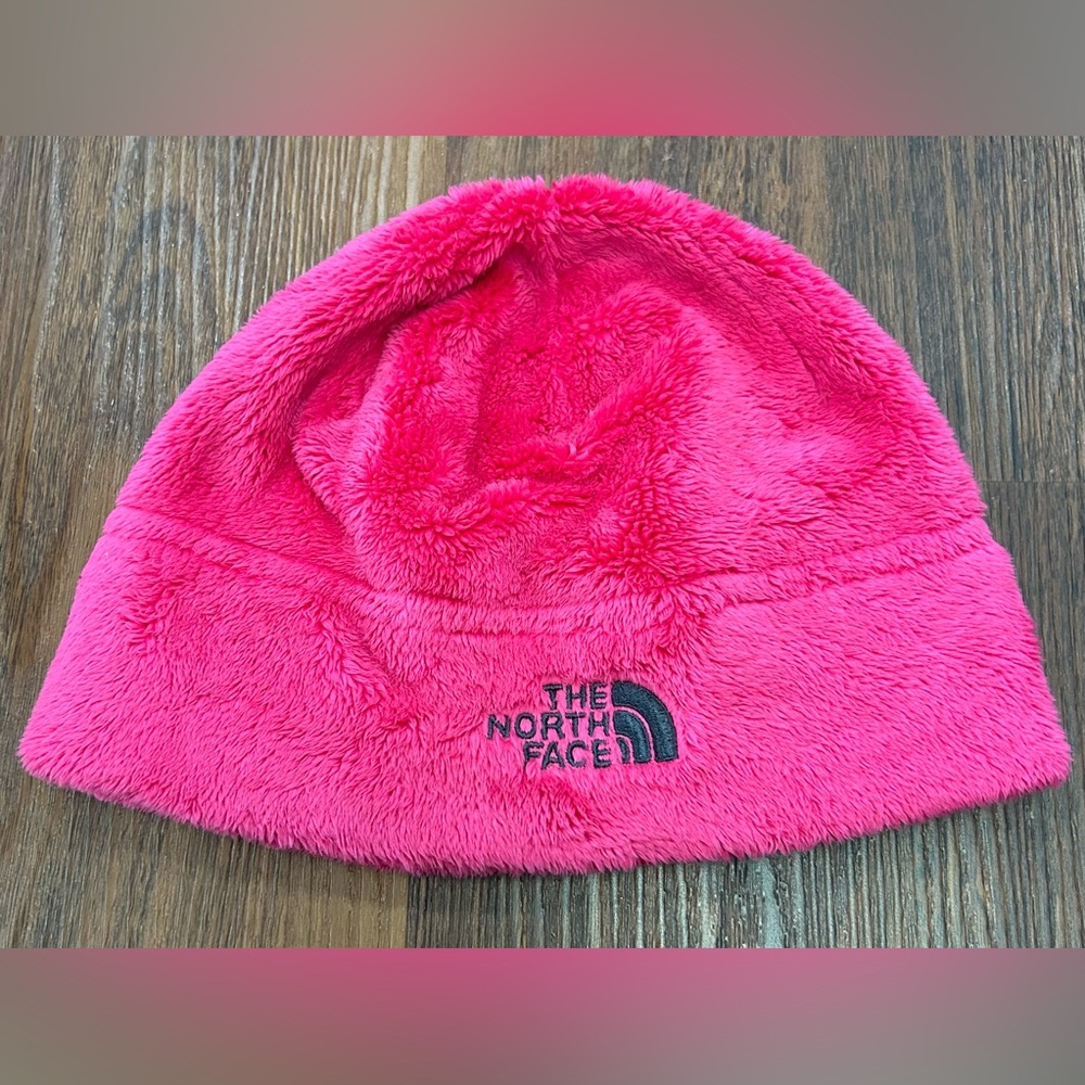 The North face‎ Beanie Toque Youth Girls Small Pink Knit Fleece 100% Polyester